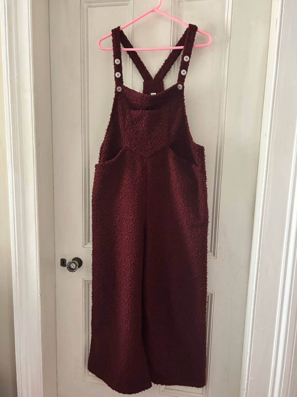 HALARA Burgundy Teddy Overalls Jumpsuit